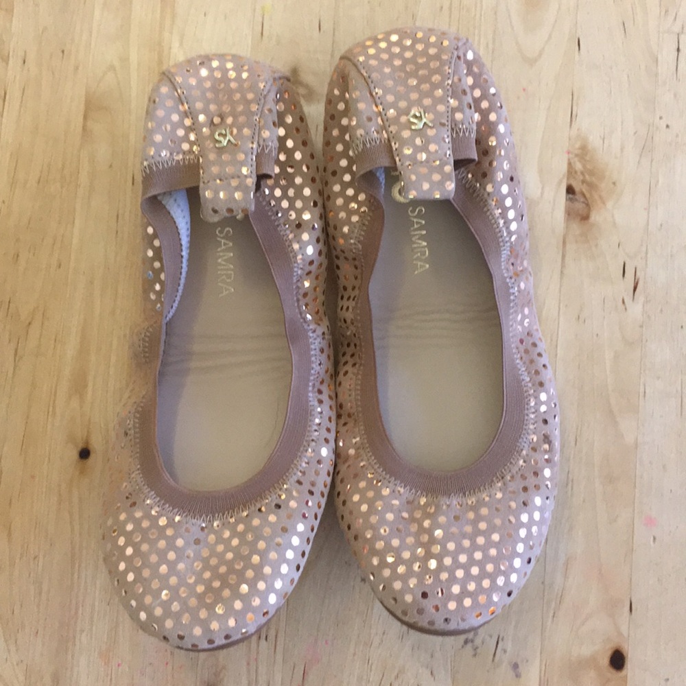 Yosi Samra gold polka dot ballet flats